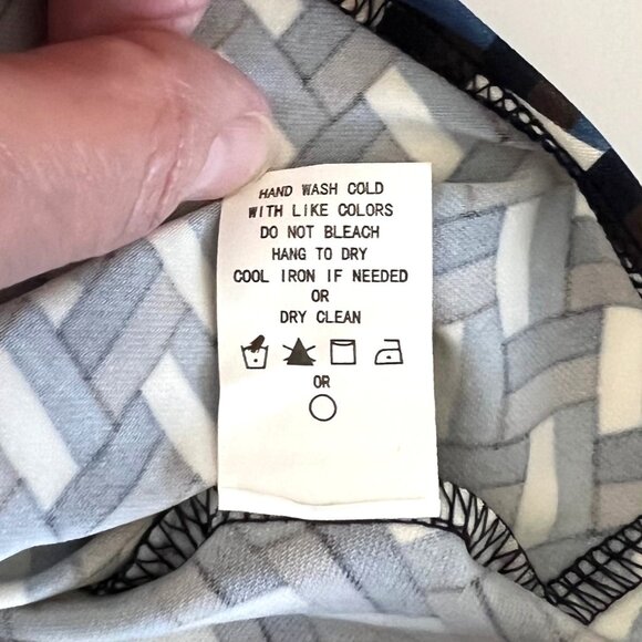 New Melloday Long Sleeve Button-Down Geometric Knit Shirt Dual-Color Collar - Picture 6 of 13